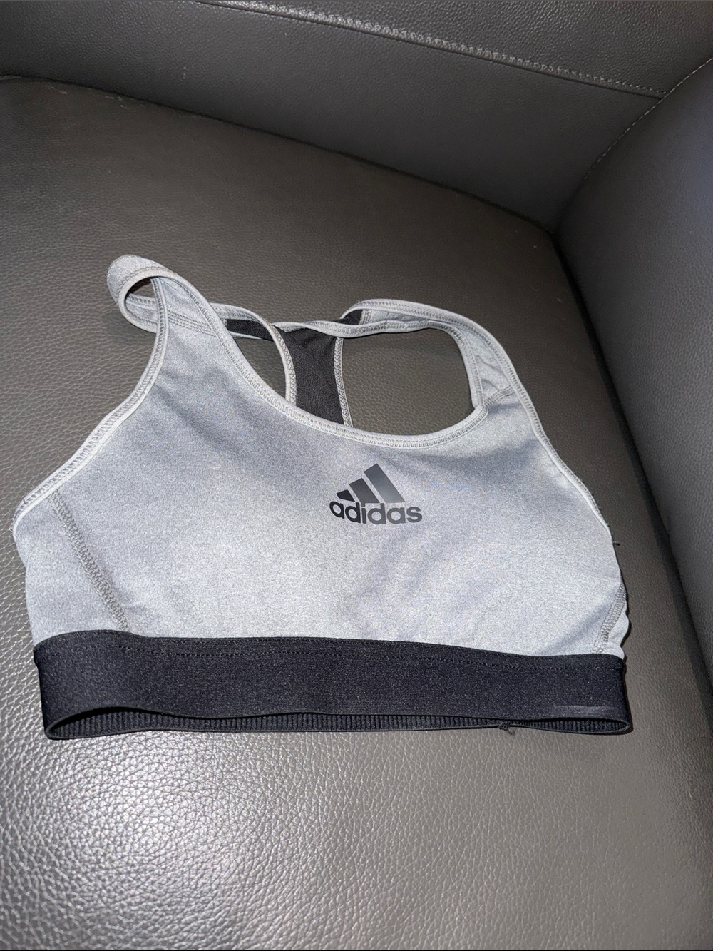 adidas Light Gray Sports Bra with Black Band